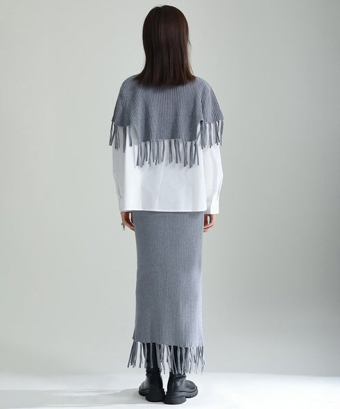 Fringe Knit Cape & Skirt Co-ord
